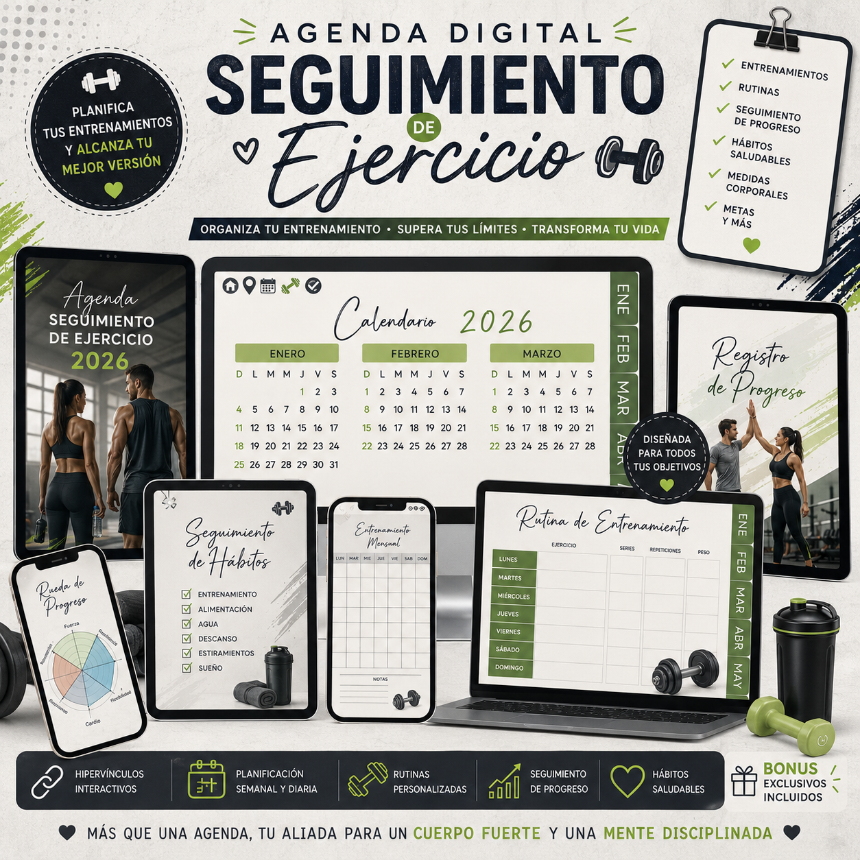 Agenda digital de seguimiento de ejercicio